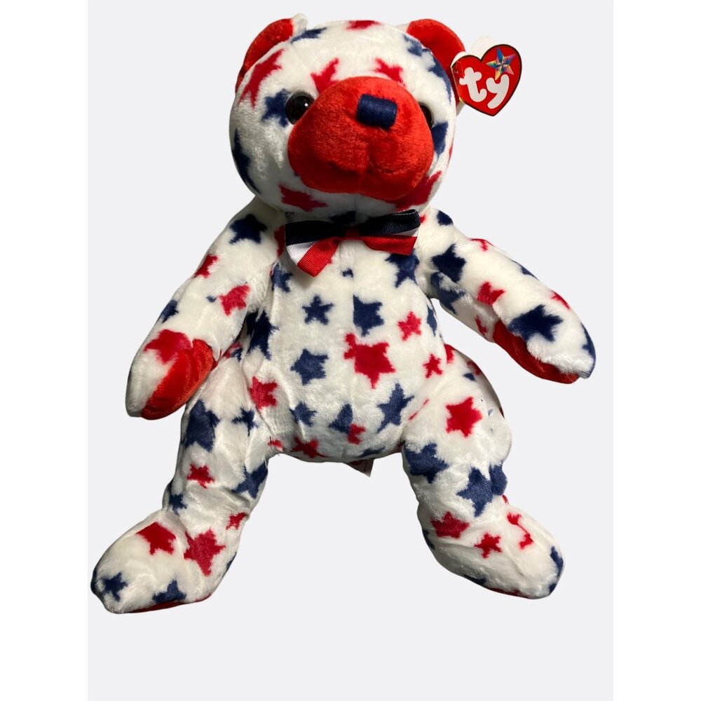 Ty Beanie Buddy Red™ Plush Bear With Patriotic Stars - Picture 9 of 10